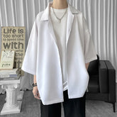 Hearujoy Solid Color Oversized Men's Shirts Harajuku Men Casual Half Sleeve Shirt Tops Cool Summer Streetwear Man Blouse 6 Colors